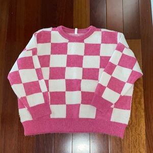 Wishlist Pink and White Checkered Sweater
